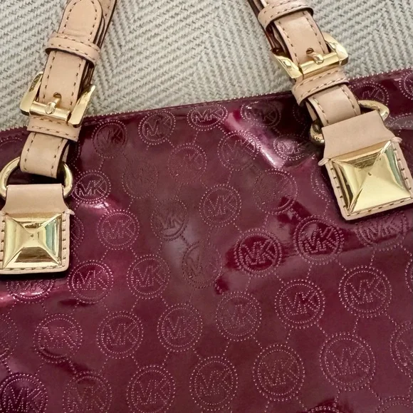 Michael Kors Deep Red Patent Leather Satchel - Picture 3 of 16